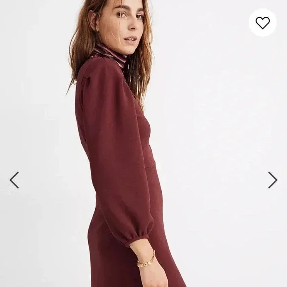 NWT Madewell Texture & Thread Crepe Balloon-Sleeve Dress - Picture 2 of 6